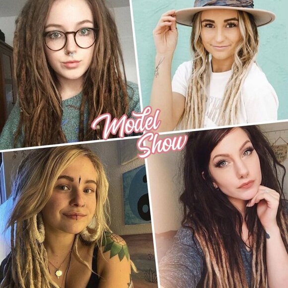 Clip in Dreadlock Hair Extensions Synthetic 24 Inch 10 Clips Natural Look main image 4
